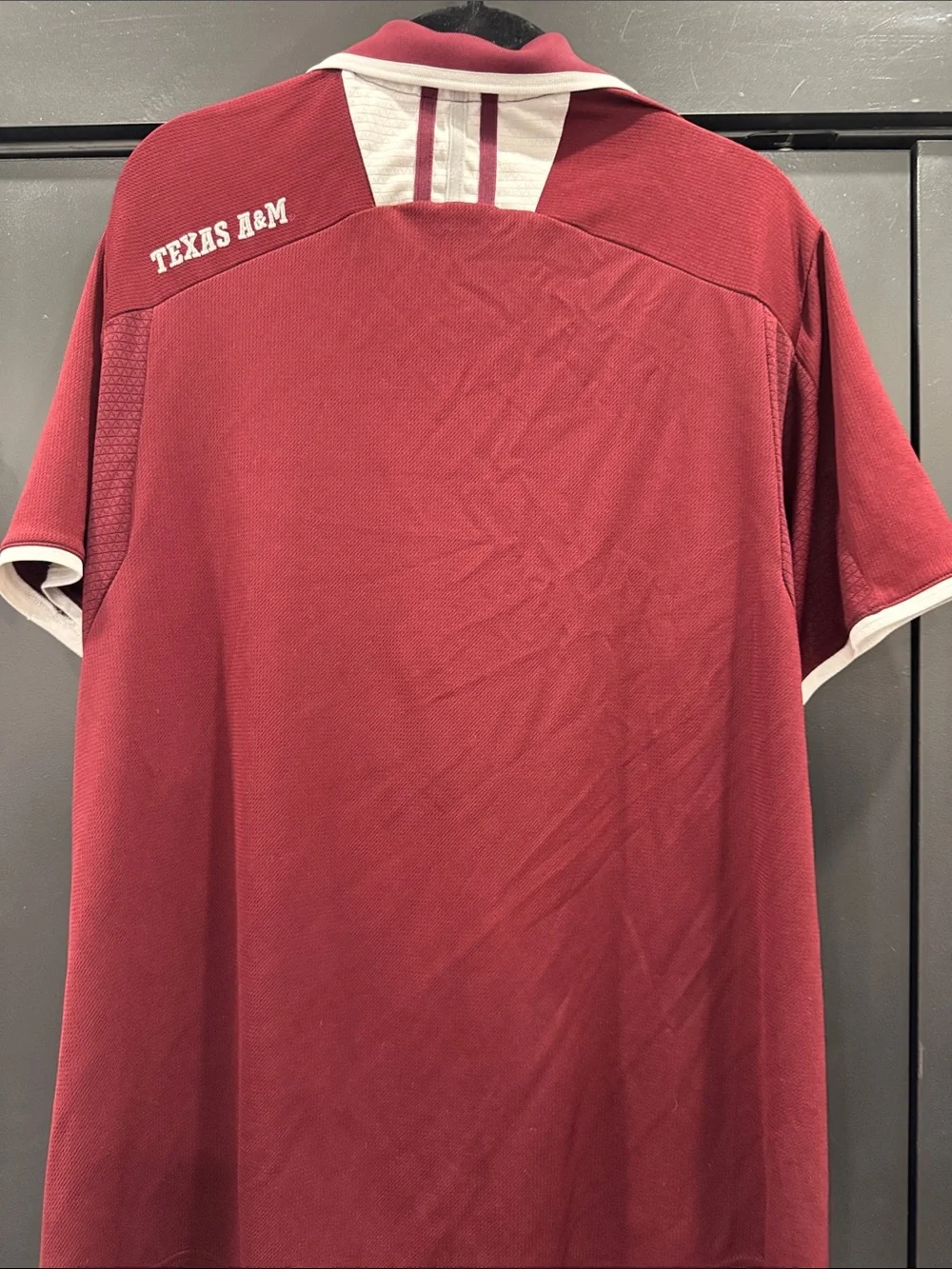 adidas Maroon Texas A&M Polo with White Trim and A&M Logo Size XL